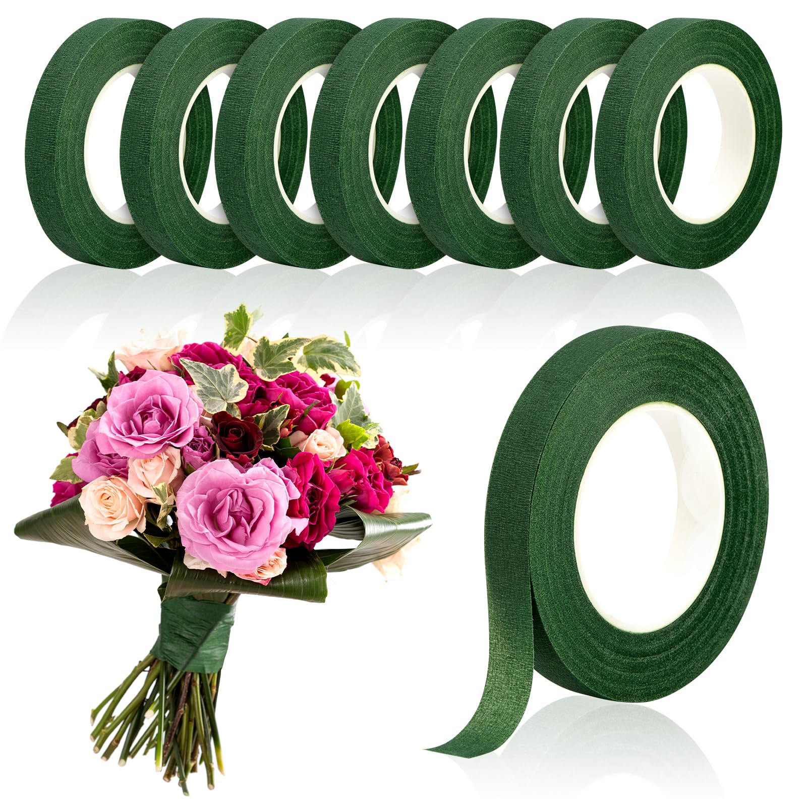 Wedding Decoration Supply - شريط زهور أخضر بطول 20 ياردة،