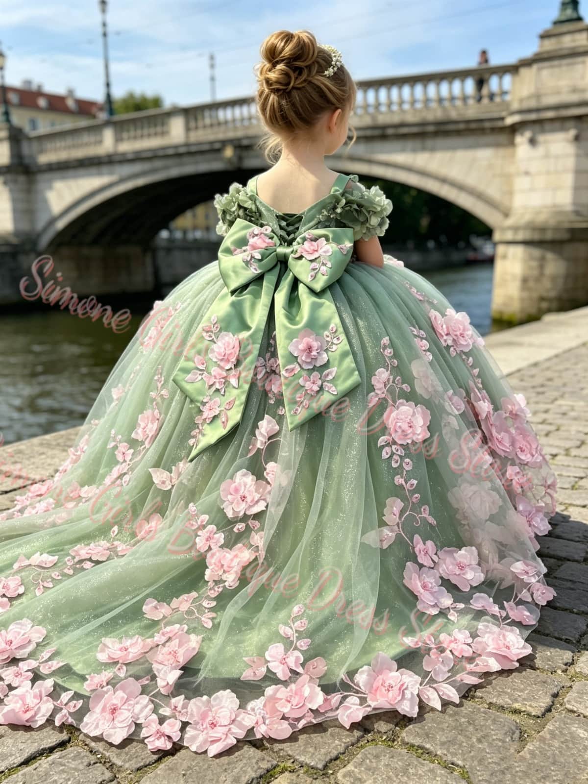 Bridal Sash Ribbon - فستان فاخر عالي الجودة للفتيات مزين