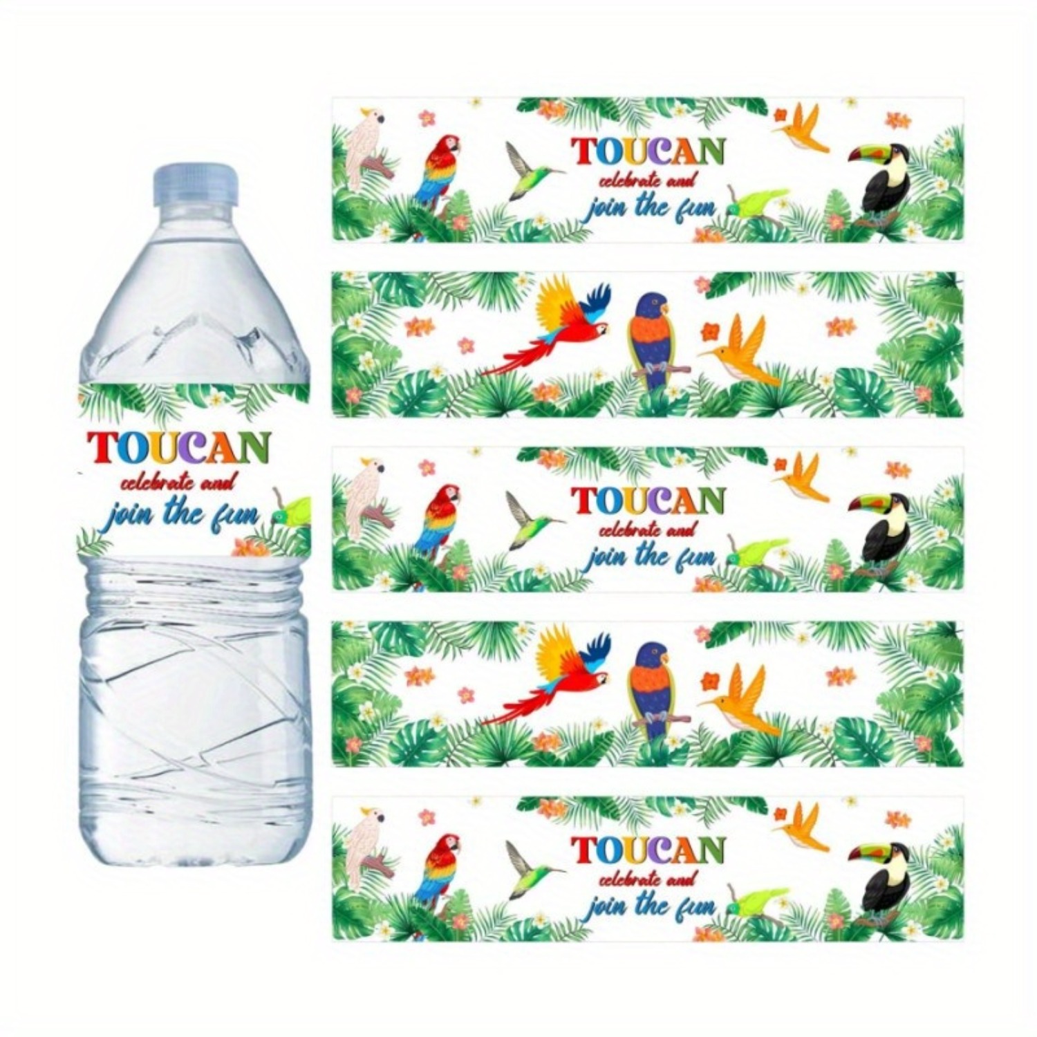 Wedding Water Supply - ملصقات زجاجات مياه الببغاء، طيور توكان